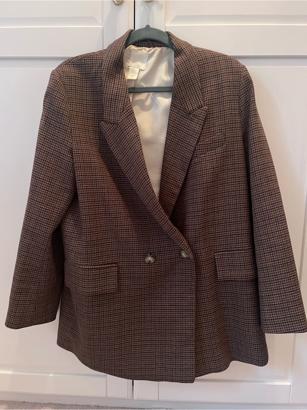 H&M Women’s Houndstooth Double-Breasted Blazer sz M